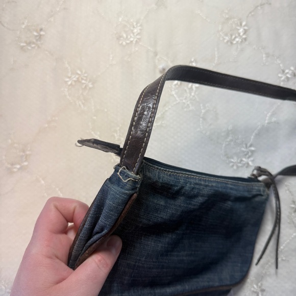 vintage y2k guess denim + leather mini shoulder bag - Picture 2 of 8
